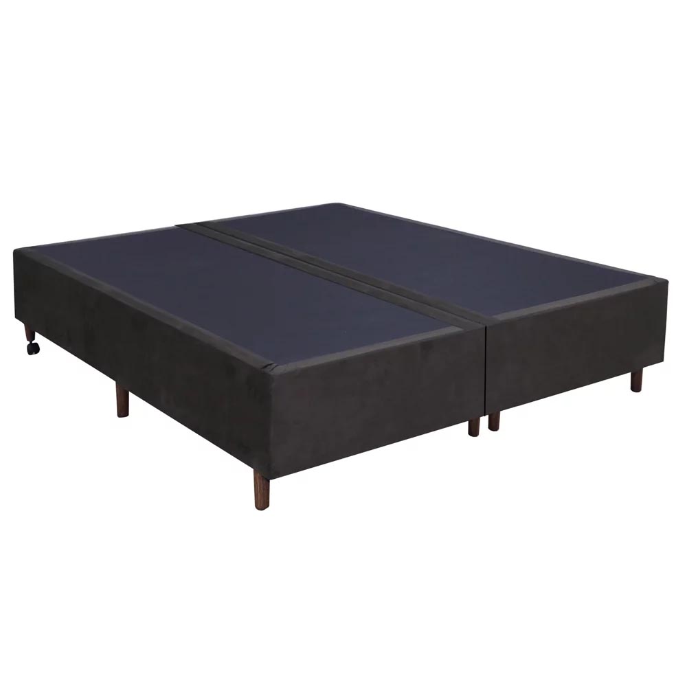 Base Para Cama Box Casal Bipartido 158cm Suede Liso Love Story Hf Marrom- Gazin