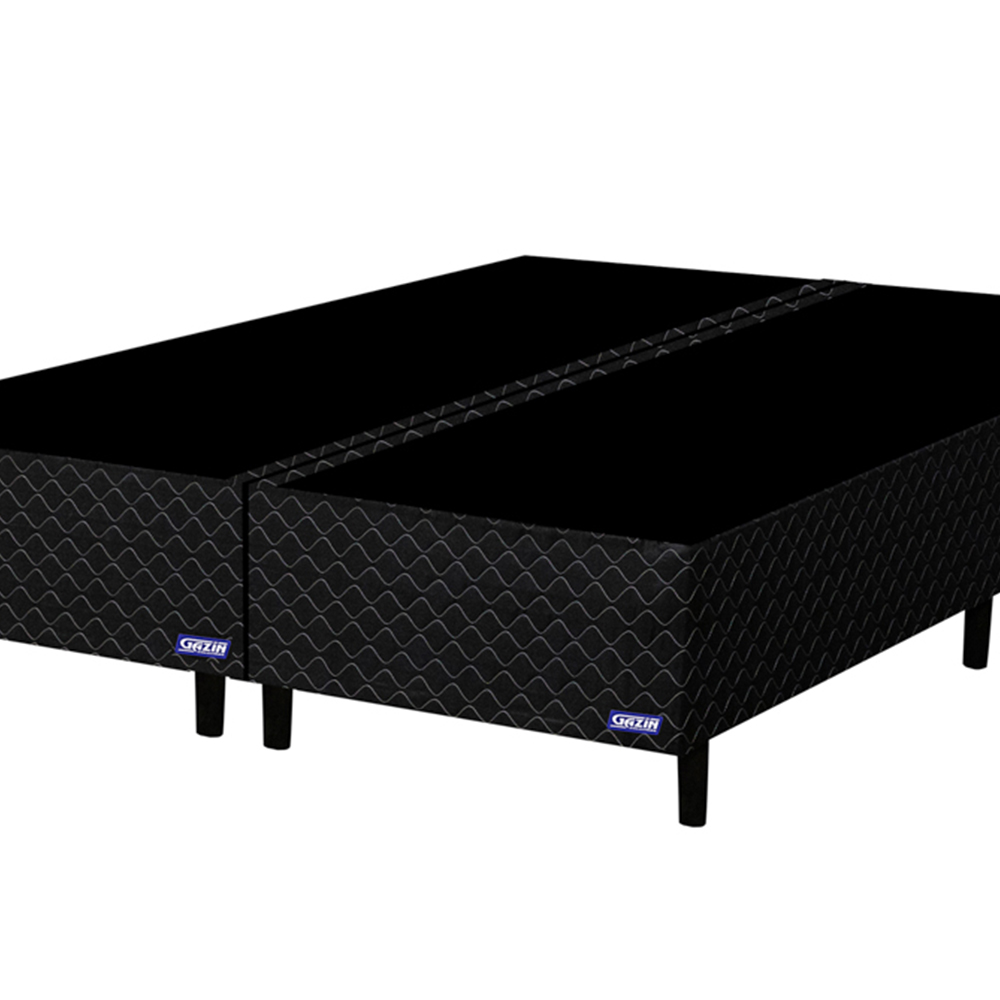 Base Para Cama Box Casal King Size Bipartido 193cm Poliéster Bordado Perola Negra Preto - Gazin