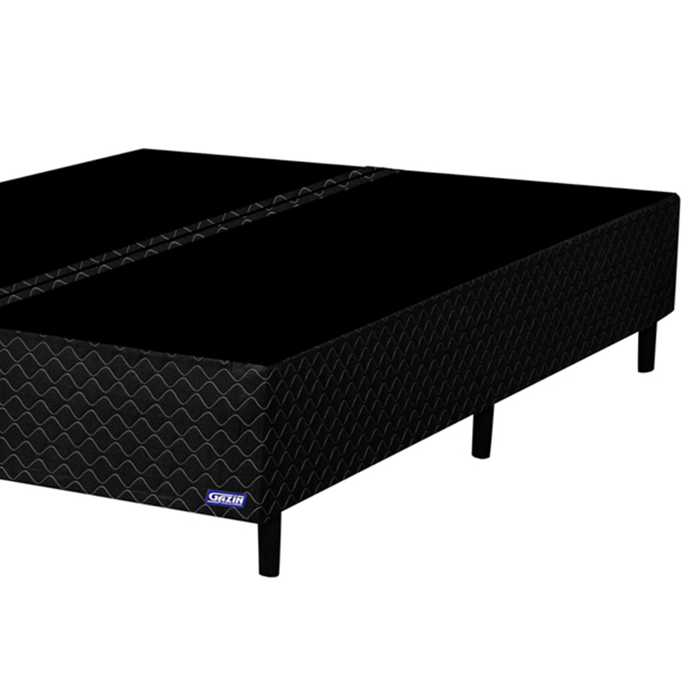 Base Para Cama Box Casal King Size Bipartido 193cm Poliéster Bordado Perola Negra Preto - Gazin