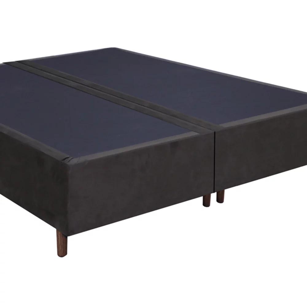 Base Para Cama Box Casal King Size Bipartido 193cm Suede Liso Love Story Hf Marrom- Gazin