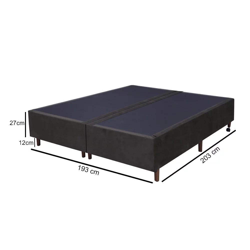 Base Para Cama Box Casal King Size Bipartido 193cm Suede Liso Love Story Hf Marrom- Gazin