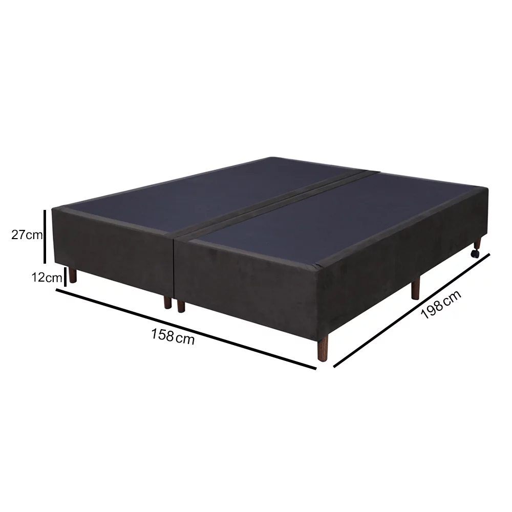 Base Para Cama Box Casal Queen Size Bipartido 158cm Suede Liso Tower NW Marrom - Gazin