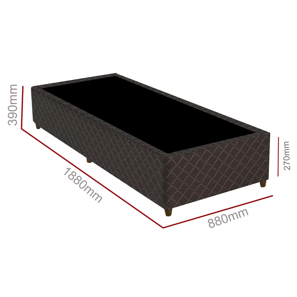 Base Para Cama Box Solteiro 88cm Poliéster Bordado New York Marrom - Gazin