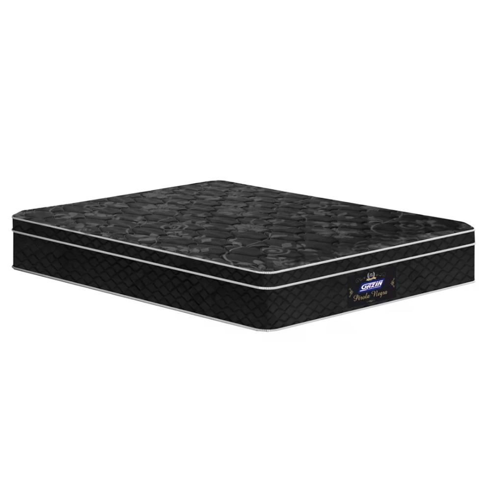 Cama Box Casal Colchão Mola Ensacada + Box Perola Negra / Gazin 188x138x59 Cm