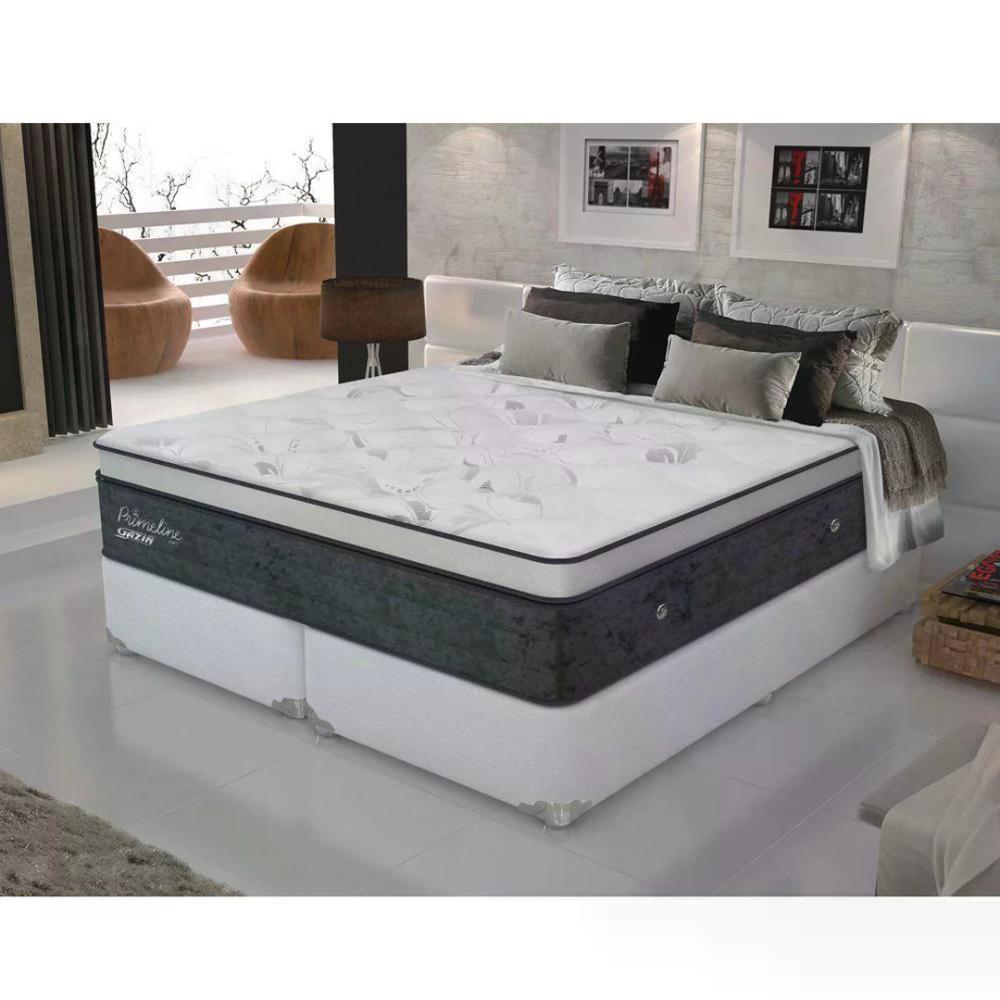 Cama Box Casal Colchão Mola Ensacada Primeline + Box Primeline / Gazin 198x158x66 Cm