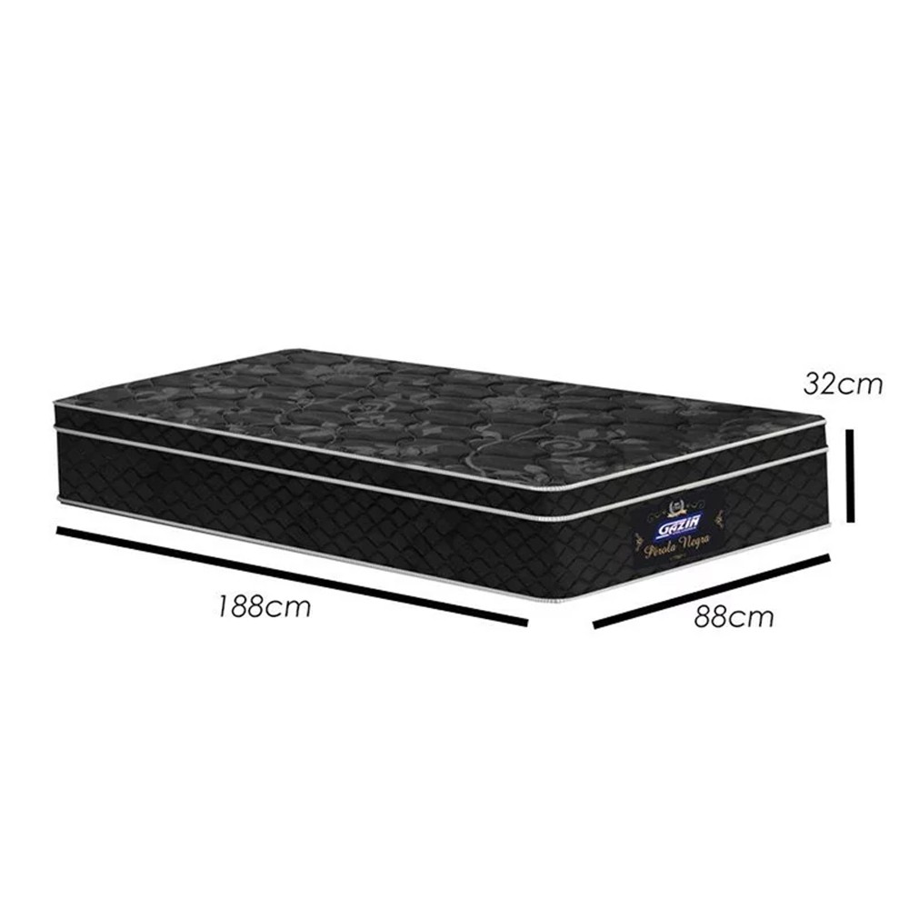 Colchão Box Solteiro 88cm Molas Ensacadas Bonnel Perola Negra Preto - Gazin