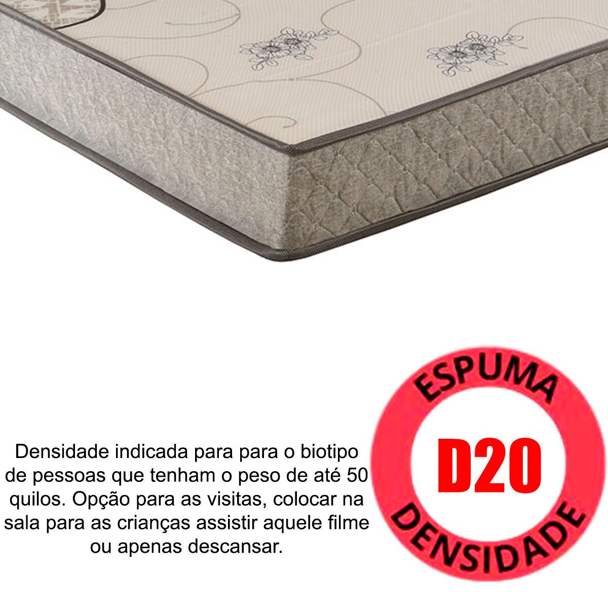 Colchão Solteiro Espuma D20 88x188x12 cm Double Face Dream