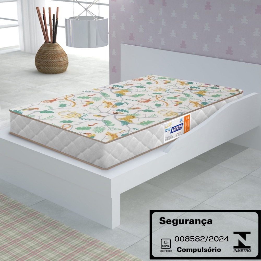 Colchao Infantil Para Berço 130X70 cm Espuma D18 Branco Gazin