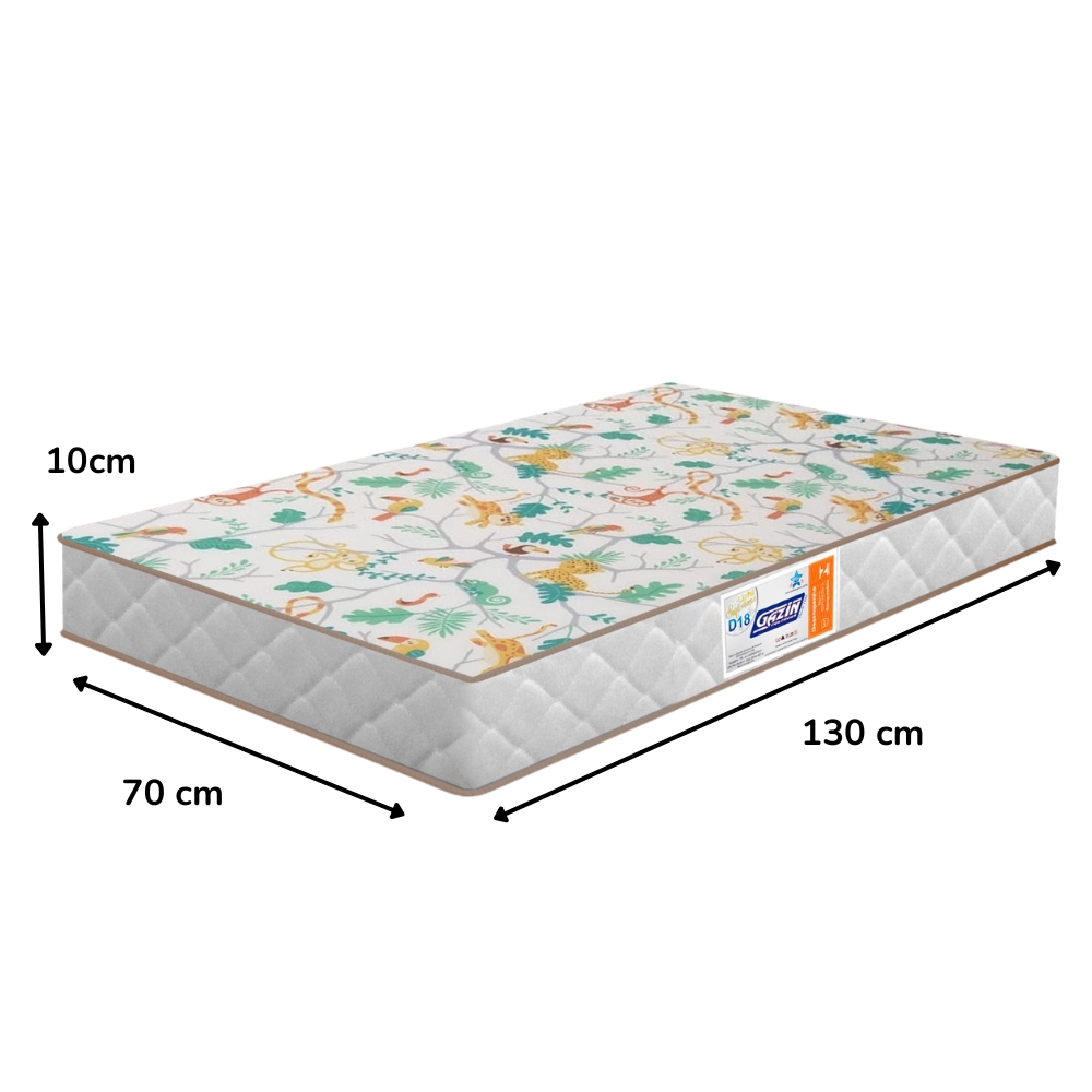 Colchao Infantil Para Berço 130X70 cm Espuma D18 Branco Gazin