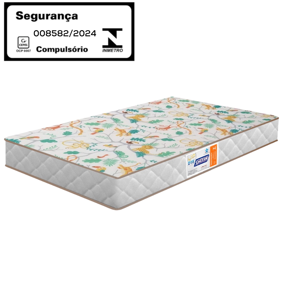 Colchao Infantil Para Berço 130X70 cm Espuma D18 Branco Gazin