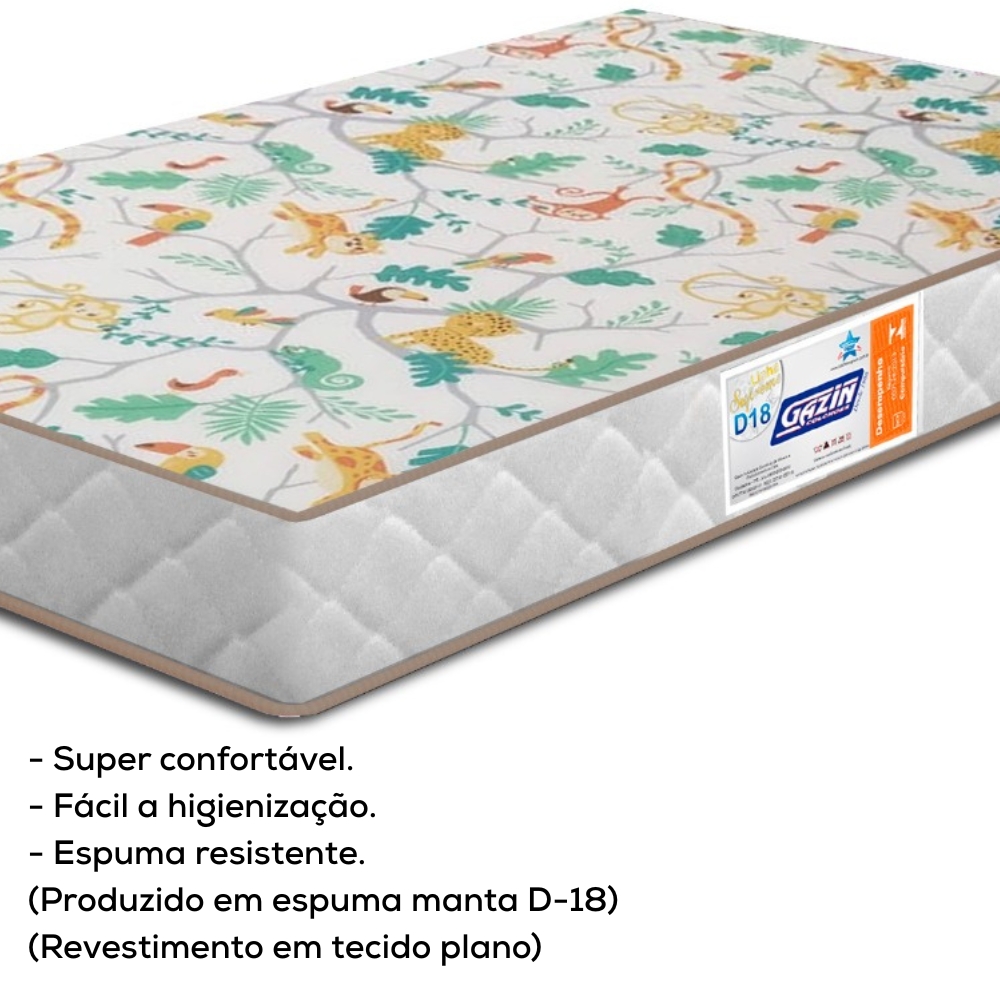 Colchao Infantil Para Berço 130X70 cm Espuma D18 Branco Gazin