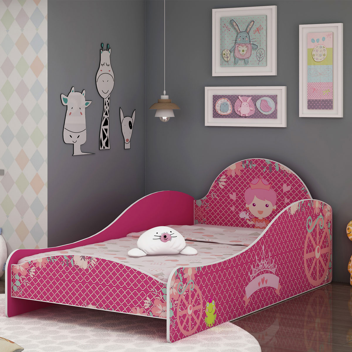 Cama Solteiro Carruagem Princesinha Pink - Gelius Móveis