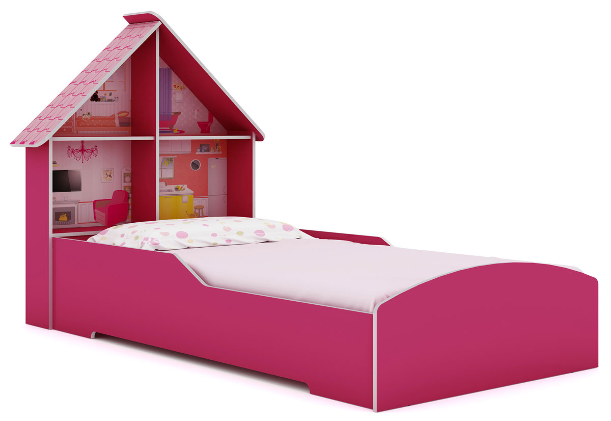 Cama Solteiro Casinha Pink - Gelius Moveis