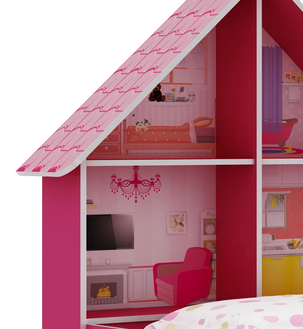 Cama Solteiro Casinha Pink - Gelius Moveis