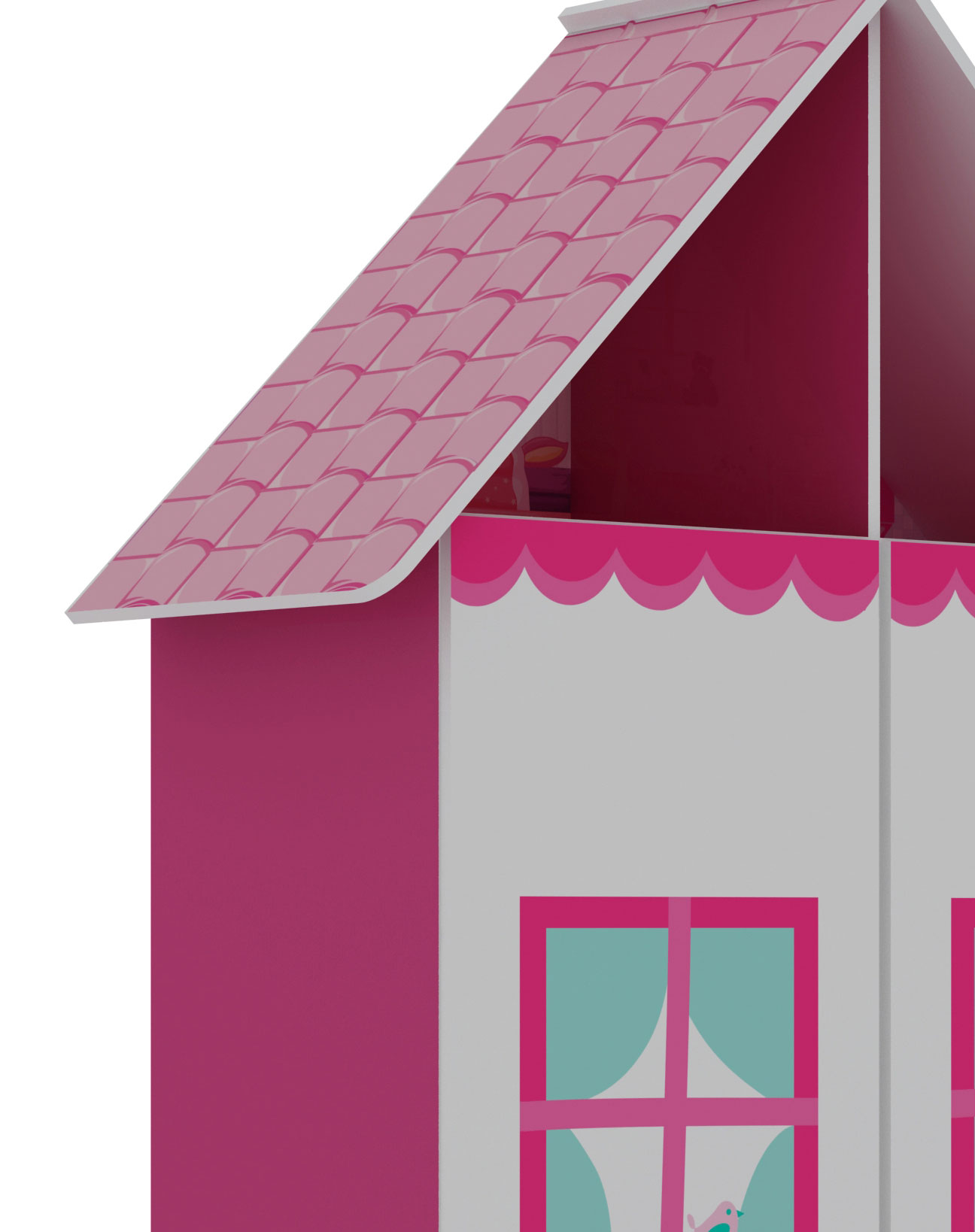 Guarda-Roupa 2 Portas Casinha Pink com Branco - Gelius Moveis