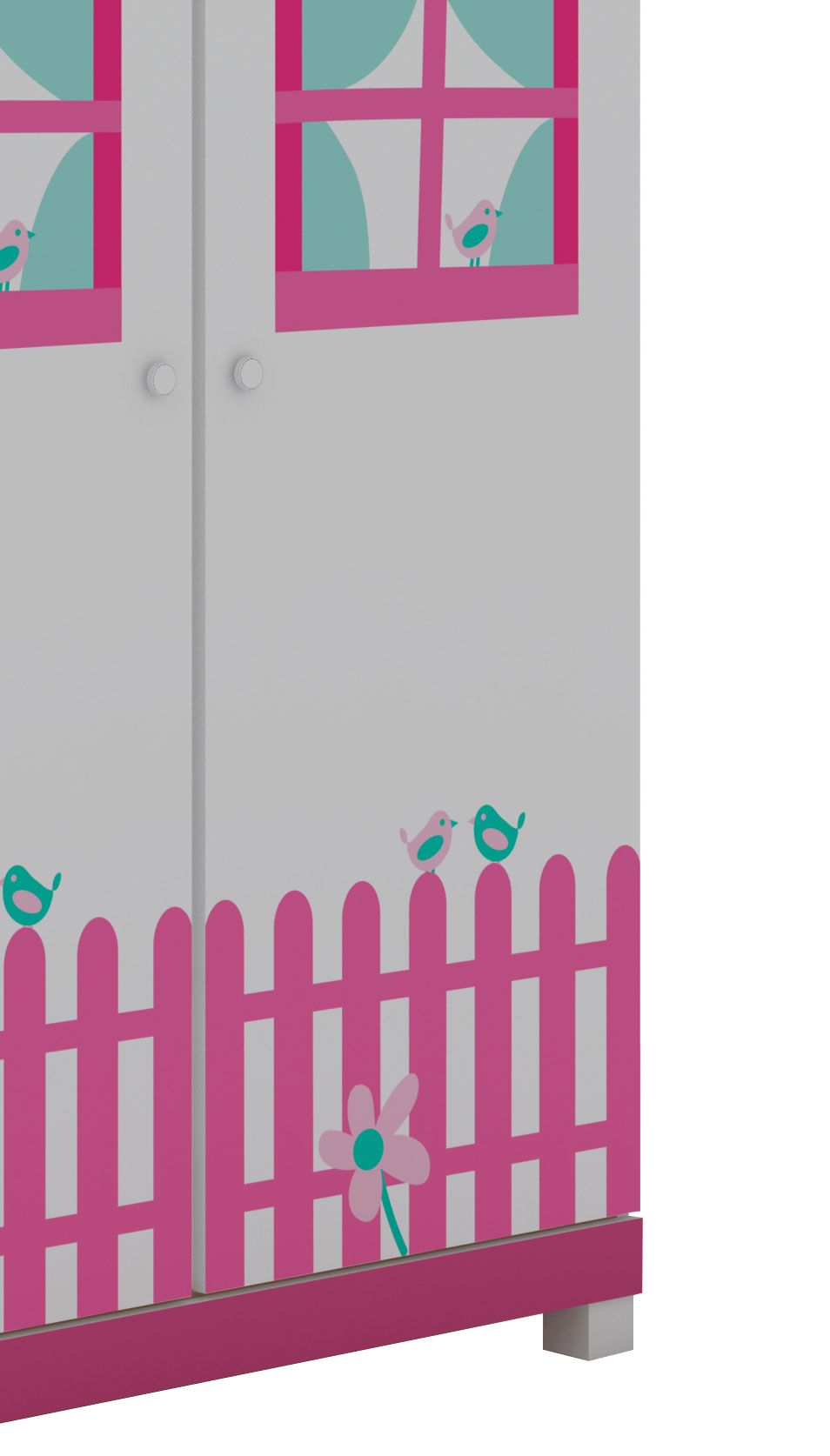 Guarda-Roupa 2 Portas Casinha Pink com Branco - Gelius Moveis