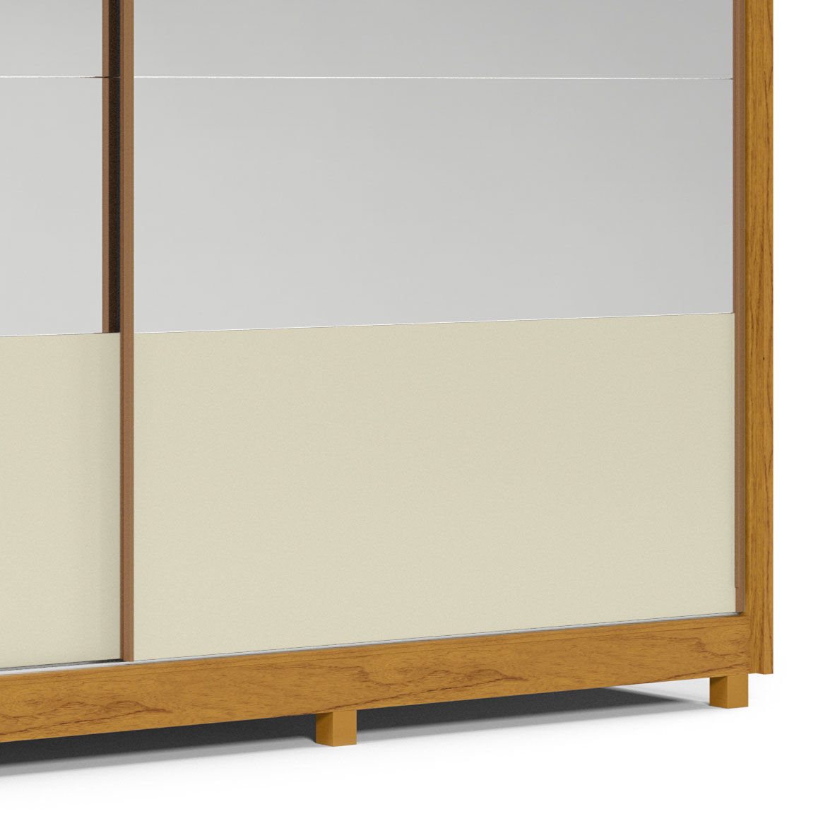 Guarda-Roupa com Espelho 2 Portas Apolo Naturale com Off White - Gelius Moveis