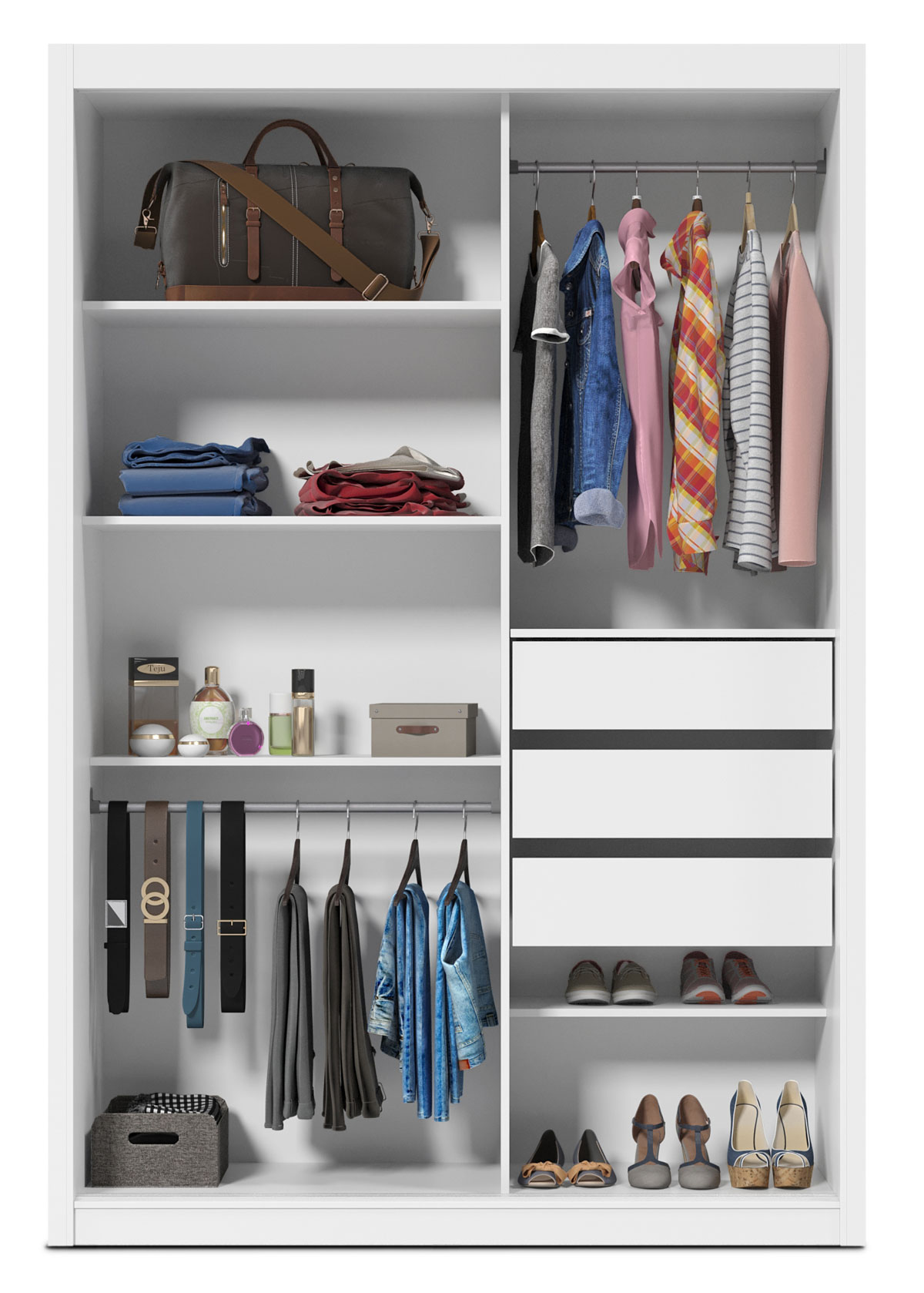 Guarda-Roupa com Espelho 2 Portas Royale Branco Acetinado - Gelius Móveis