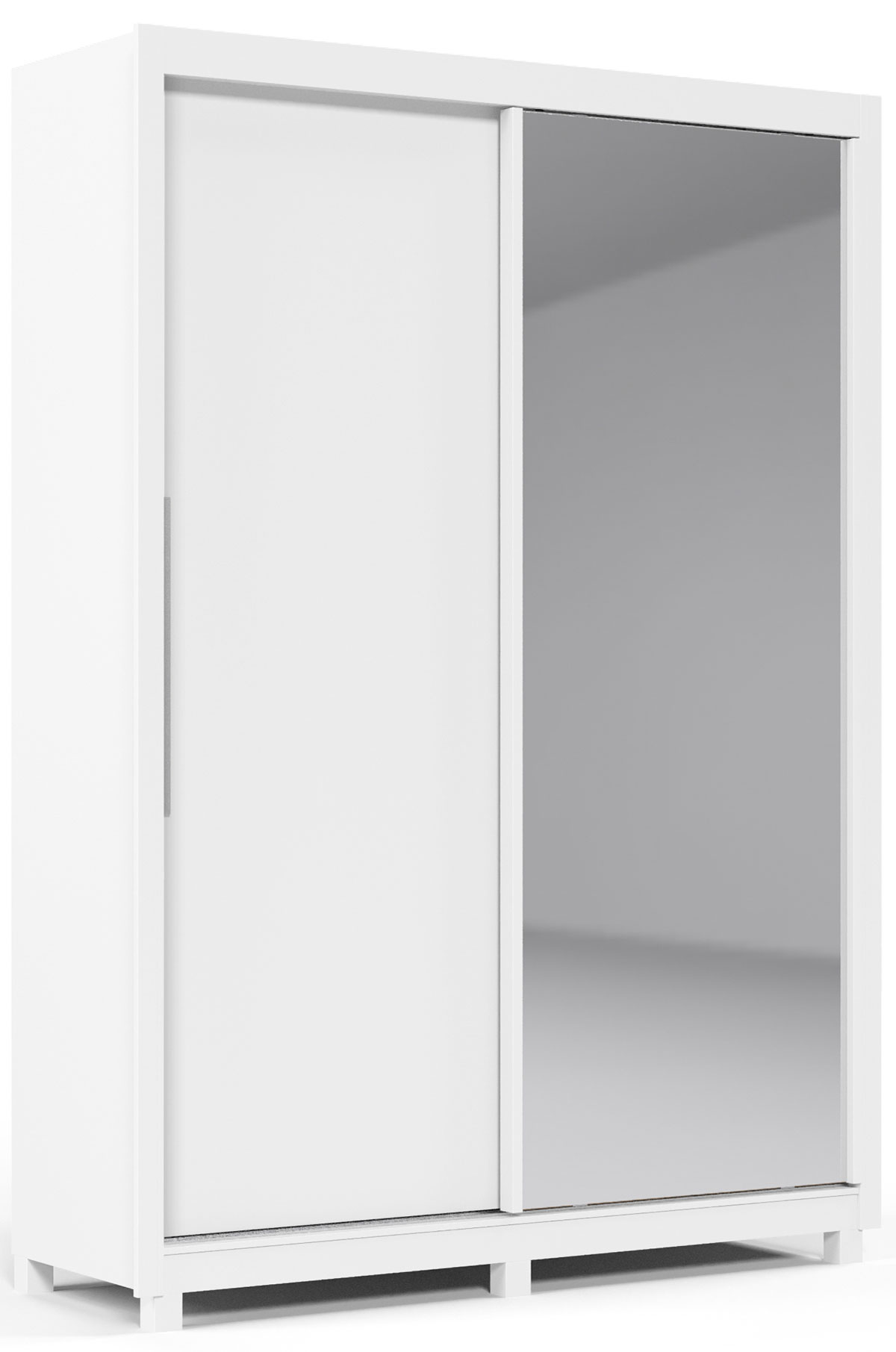 Guarda-Roupa com Espelho 2 Portas e Pés Royale Branco Acetinado - Gelius Móveis