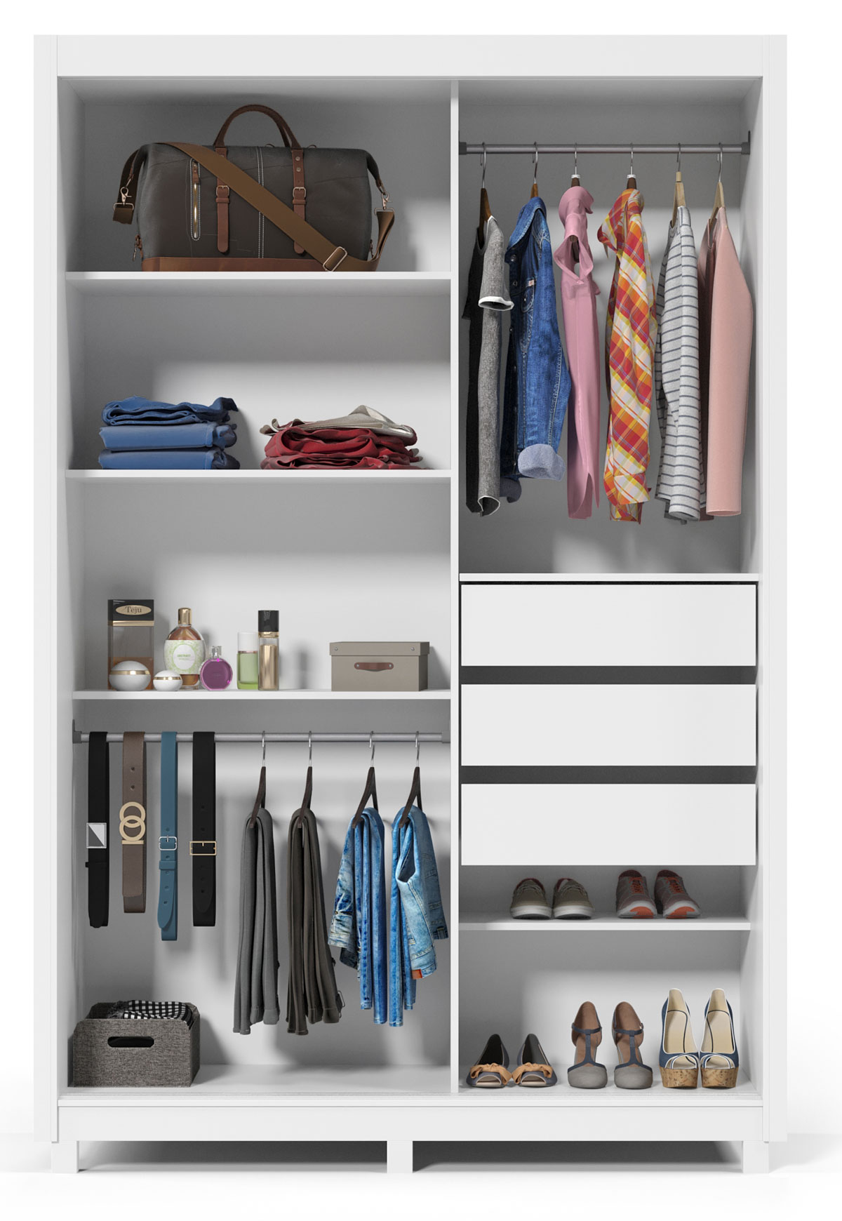 Guarda-Roupa com Espelho 2 Portas e Pés Royale Branco Acetinado - Gelius Móveis