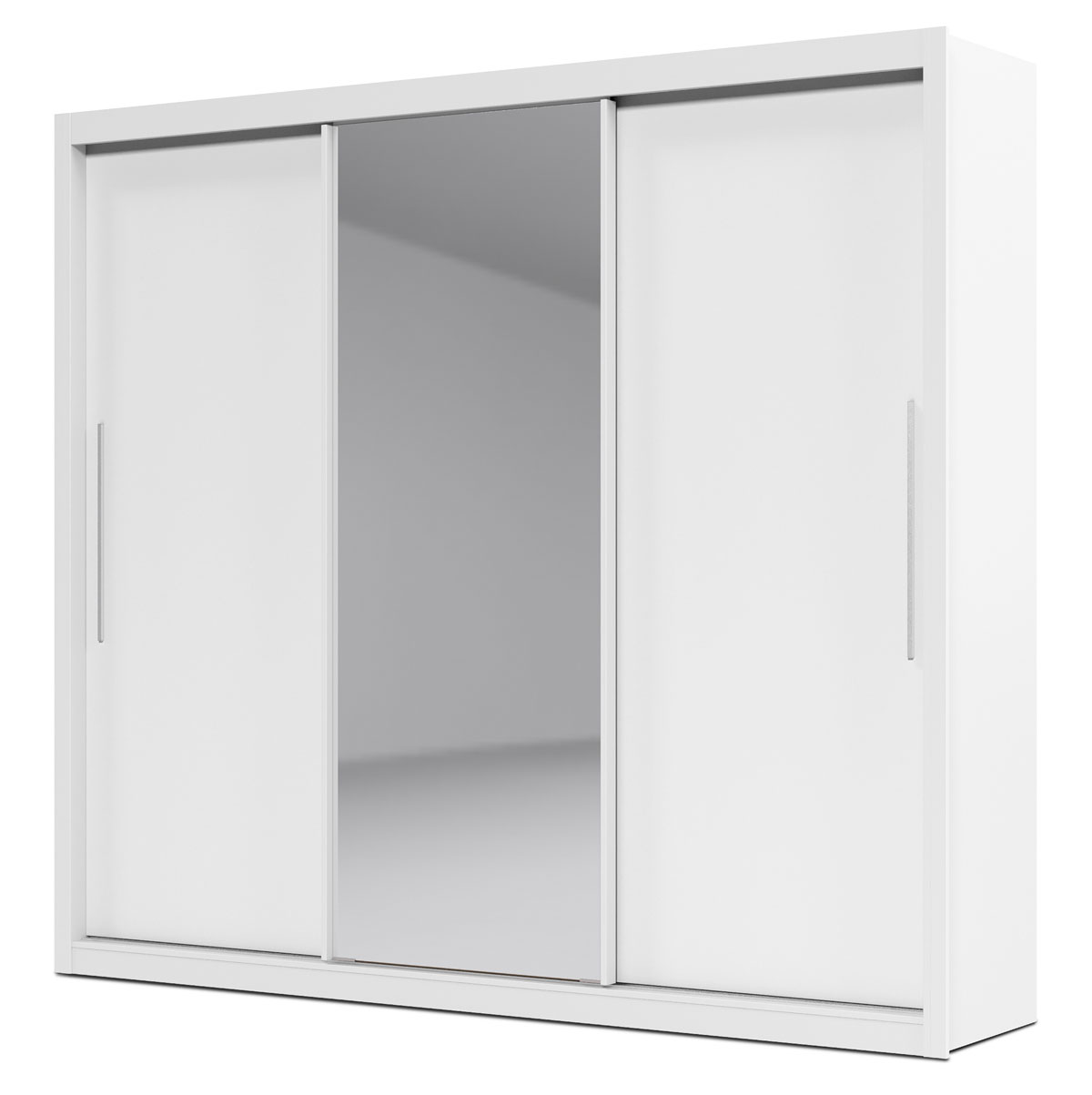 Guarda-Roupa com Espelho 3 Portas Royale Branco Acetinado - Gelius Móveis