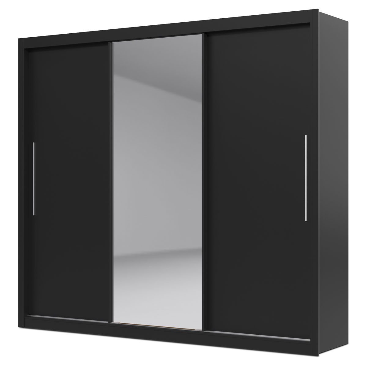 Guarda-Roupa com Espelho 3 Portas Royale Preto - Gelius Móveis