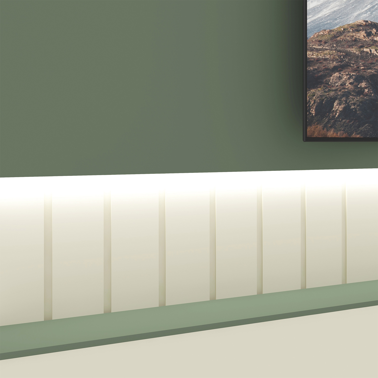 Home Soberano Reflecta 230 com Led Ripas e Compartimentos Verde Floresta com Off White - GELIUS