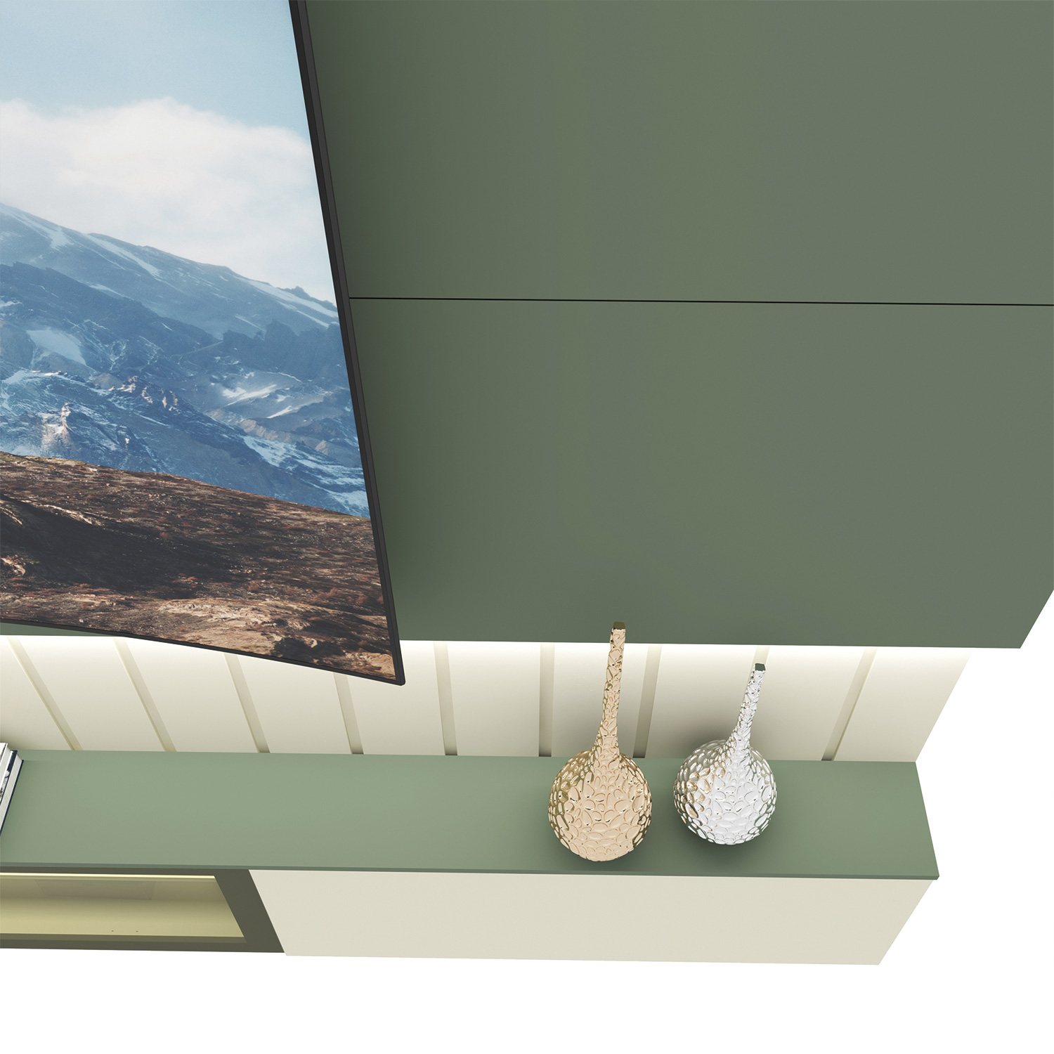 Home Soberano Reflecta 230 com Led Ripas e Compartimentos Verde Floresta com Off White - GELIUS