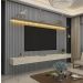 Home Suspenso 2.3 Ripado com LED Nobre Cinza com Off White - Gelius Móveis