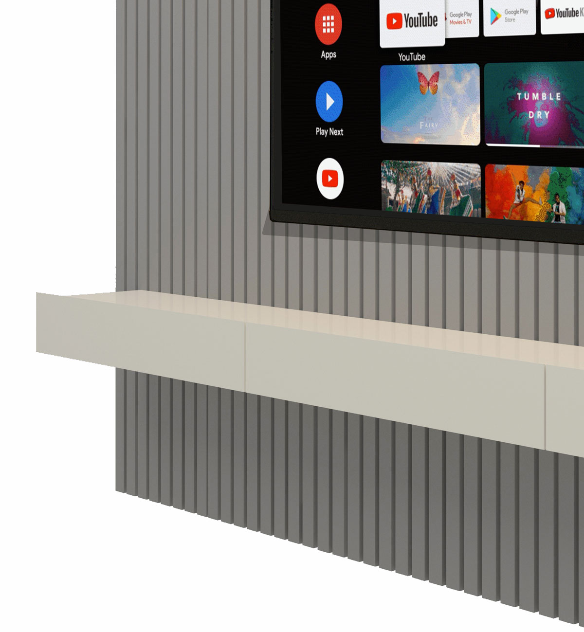 Home Suspenso 2.3 Ripado com LED Nobre Cinza com Off White - Gelius Móveis