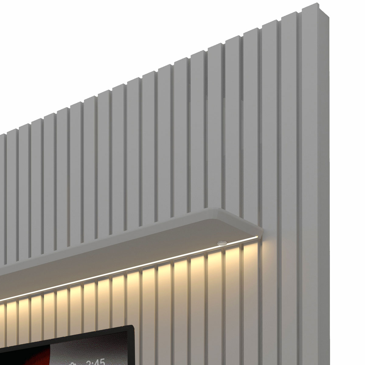 Home Suspenso 2.3 Ripado com LED Nobre Cinza com Off White - Gelius Móveis
