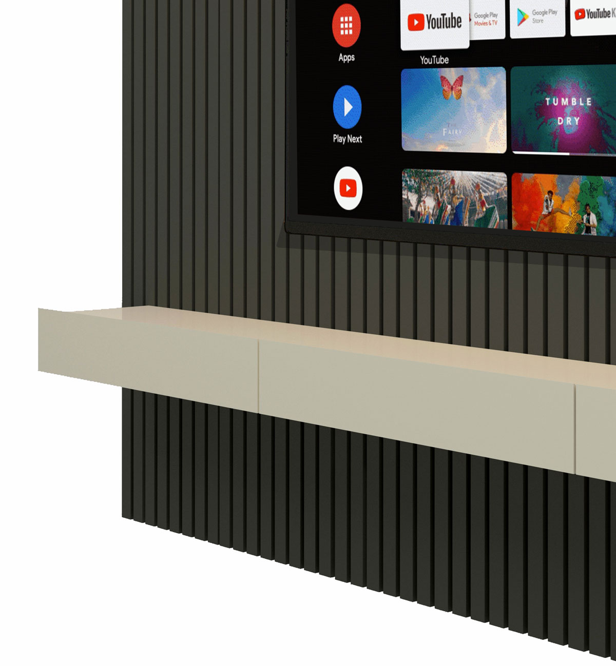 Home Suspenso 2.3 Ripado com LED Nobre Grafite com Off White - Gelius Móveis