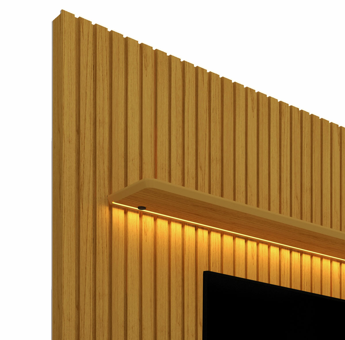 Home Suspenso 2.3 Ripado com LED Nobre Naturale com Off White - Gelius Móveis