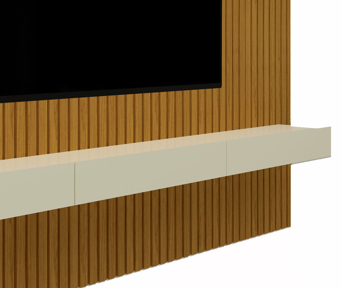 Home Suspenso 2.3 Ripado com LED Nobre Naturale com Off White - Gelius Móveis