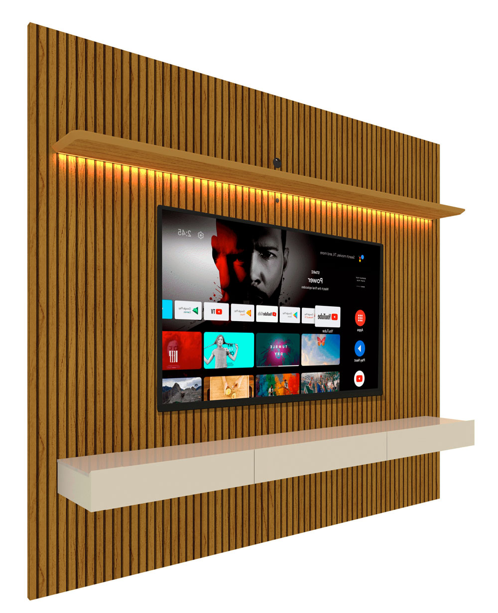 Home Suspenso Requinte 2.2 Ripado com LED Naturale com Off White - Gelius Móveis