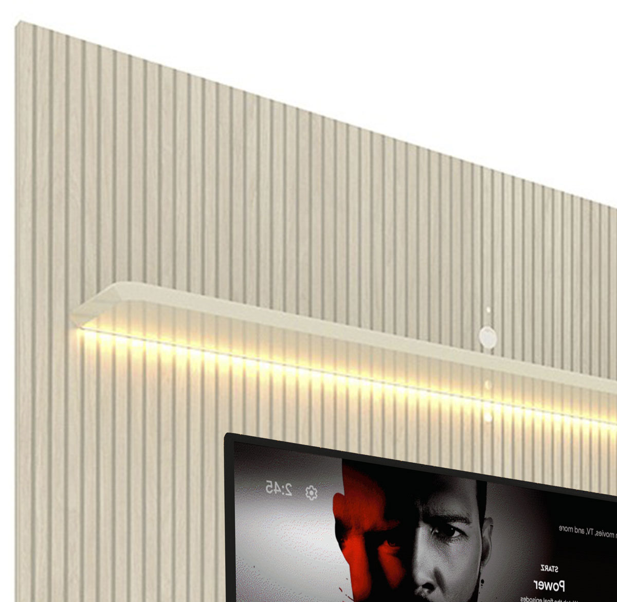 Home Suspenso Requinte 2.2 Ripado com LED Off White - Gelius Móveis