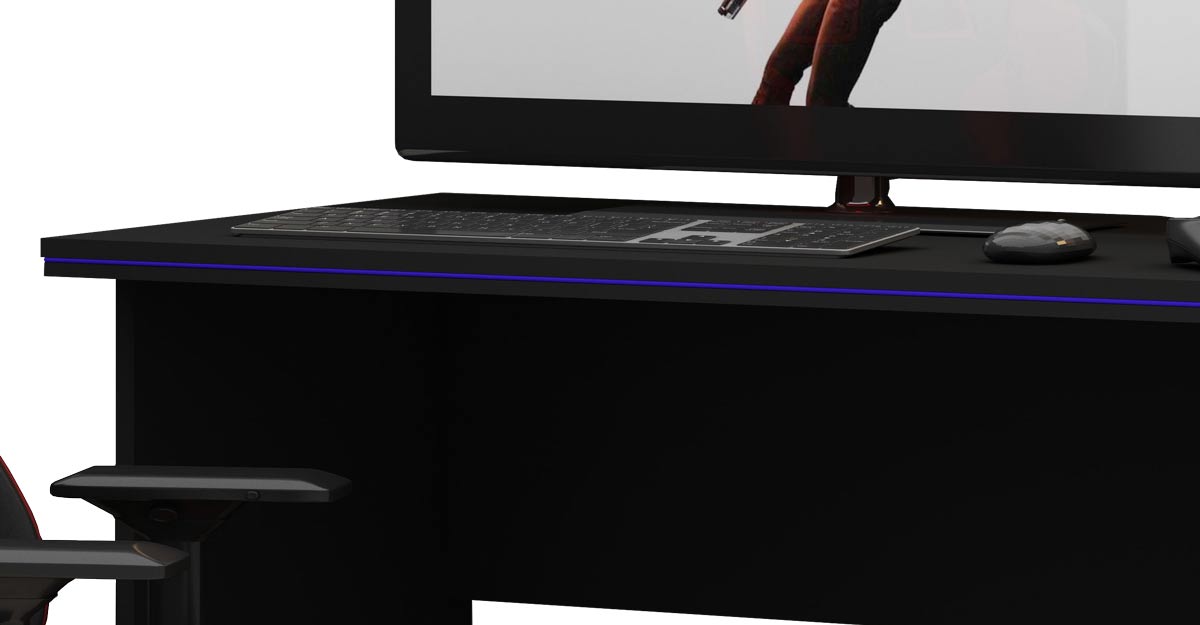 Mesa para Computador Gamer Preto com Azul - Gelius Móveis