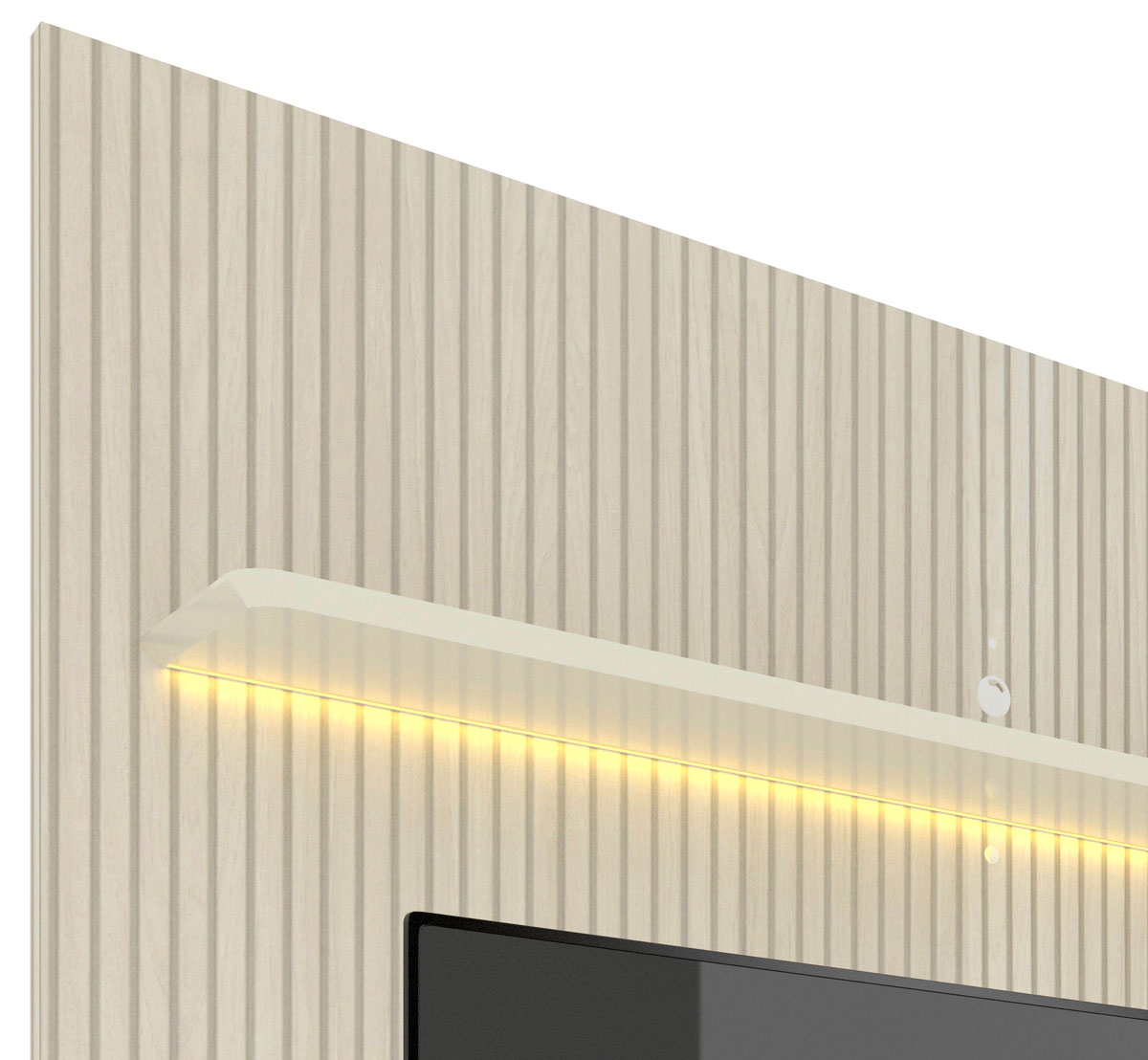 Painel para TV 2.2 Ripado 3D com LED Requinte Off White - Gelius Móveis