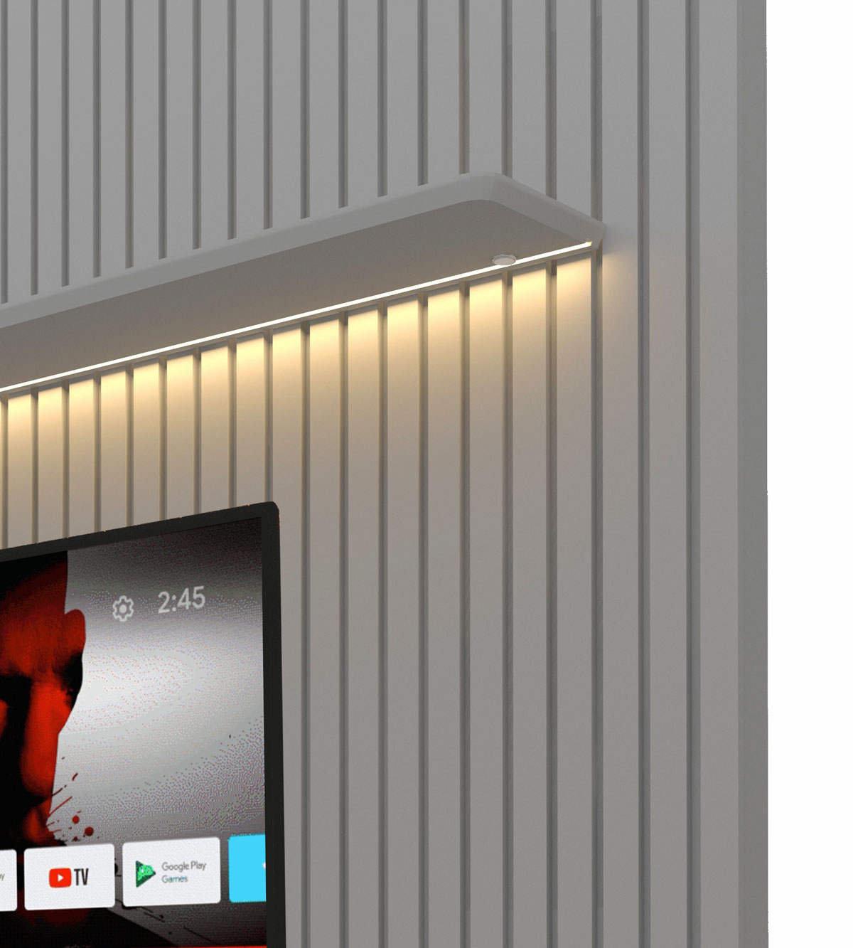 Painel para TV 2.3 Ripado com LED Nobre Cinza - Gelius Móveis