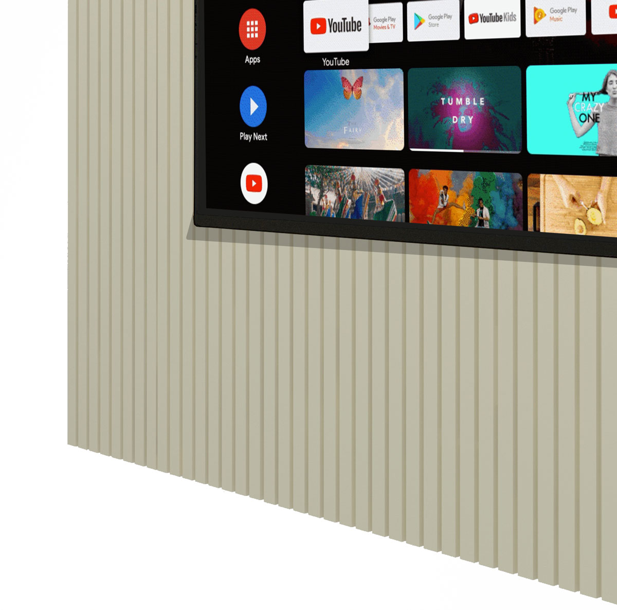 Painel para TV 2.3 Ripado com LED Nobre Off White - Gelius Móveis