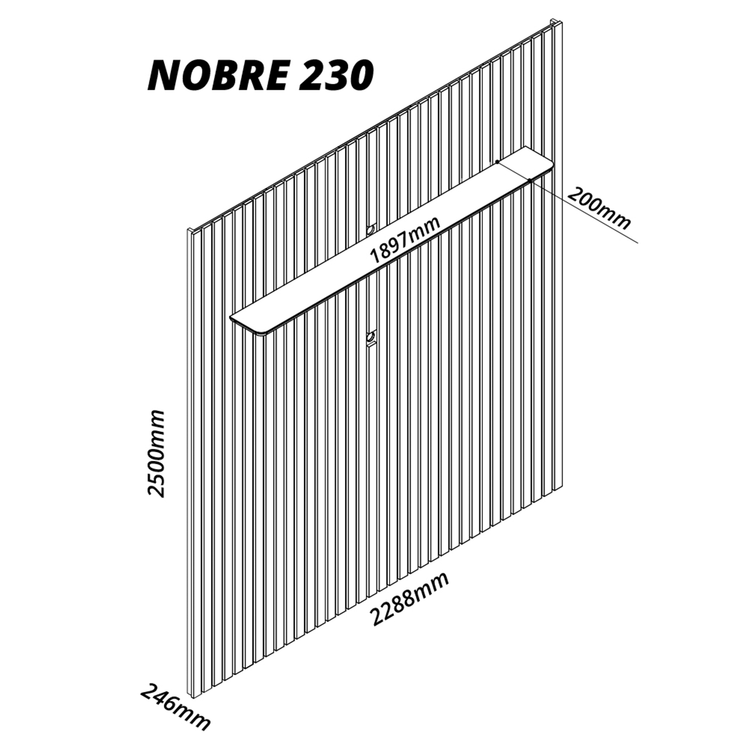 Painel para TV Ripado Com Led Nobre 2.3 Azul Royal - Gelius Móveis