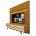 Rack Retrô com Painel 1.85 Ripado com LED Nobre Naturale com Off White - Gelius Móveis