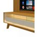 Rack Retrô com Painel 1.85 Ripado com LED Nobre Naturale com Off White - Gelius Móveis