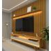 Rack Retrô com Painel 2.3 Ripado com LED Nobre Naturale com Off White - Gelius Móveis