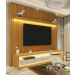 Rack com Painel 1.85 Ripado com LED e Rodízio Nobre Naturale com Off White - Gelius Móveis