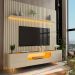 Rack com Painel Nobre 2.3 com Pés de Vidro Off White - Gelius