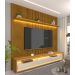 Rack com Painel Requinte 2.2 Ripado 3D com Led Naturale com Off White - Gelius Móveis