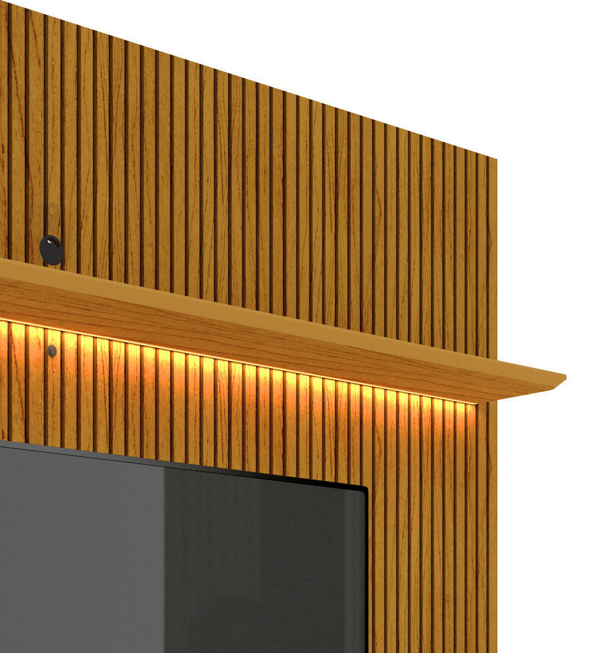 Rack com Painel Requinte 2.2 Ripado 3D com Led Naturale com Off White - Gelius Móveis