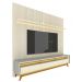 Rack com Painel Requinte Retrô 2.2 Ripado 3D com Led Requinte Cinza com Off White - Gelius Móveis