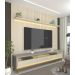 Rack com Painel Requinte Retrô 2.2 Ripado 3D com Led Requinte Cinza com Off White - Gelius Móveis